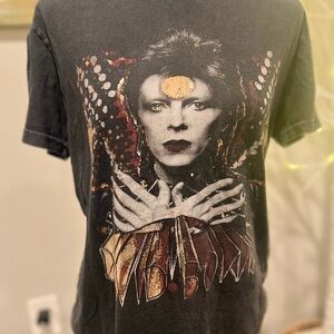 Lucky Brand David Bowie Black Tee with Gold Accents Size Small
